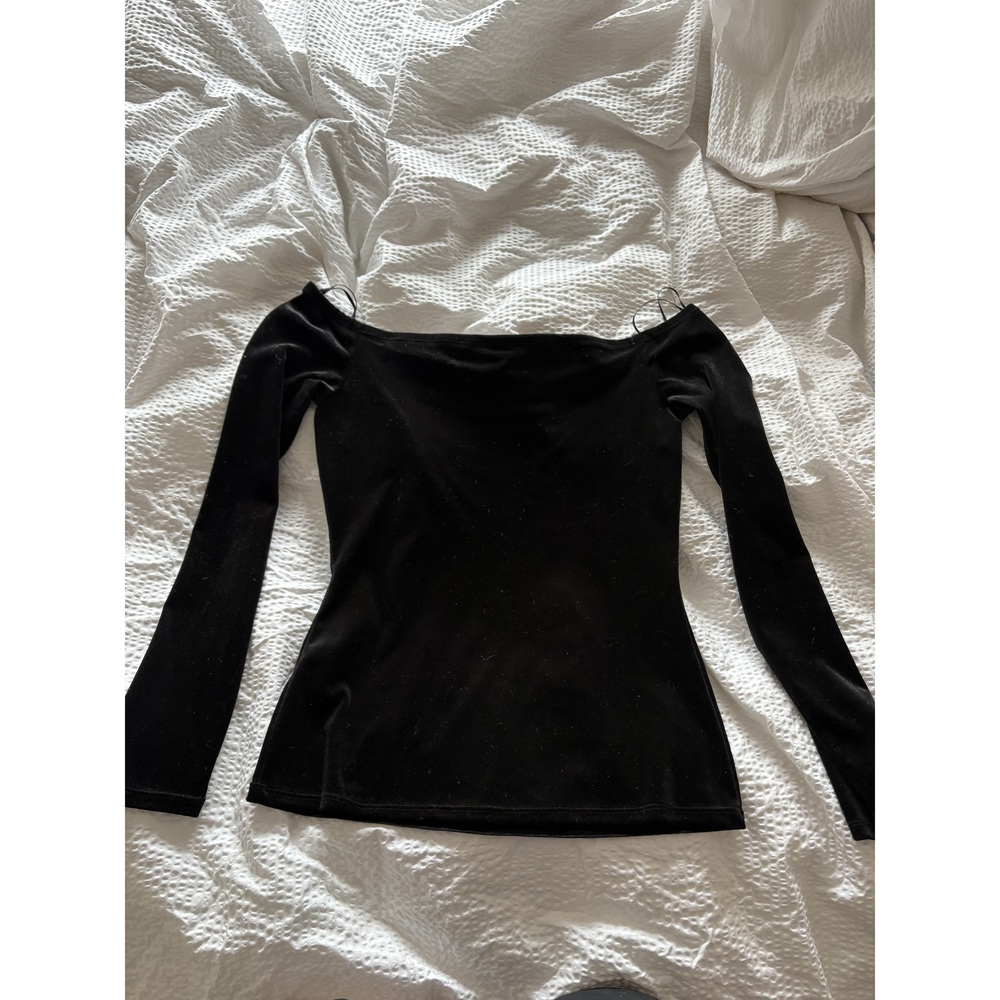 Guess Black Velvet Long Sleeve Top S